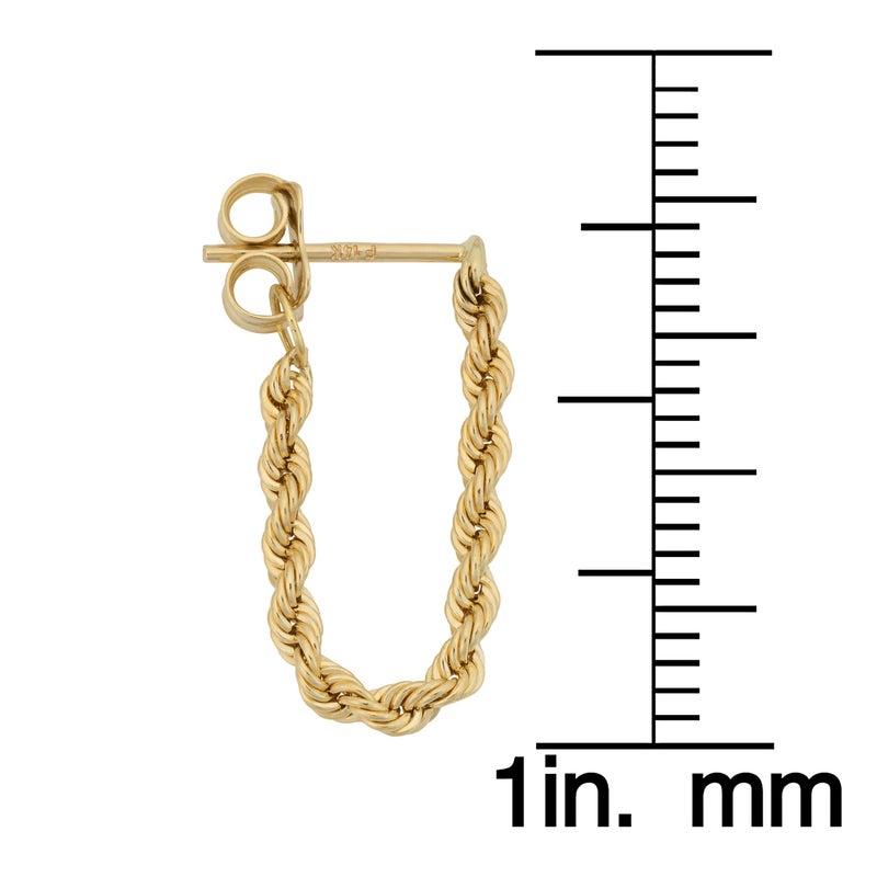 Kooljewelry 14k Yellow Gold Rope Chain Earrings - Image 3
